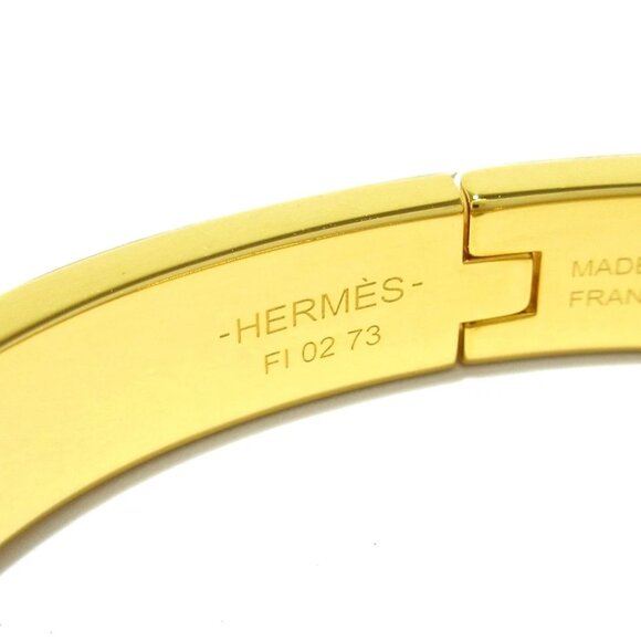 HERMES Chaine D'ancre Mini Click - Gold Cream Hardware  Bangle 899-080325 - Picture 6 of 7